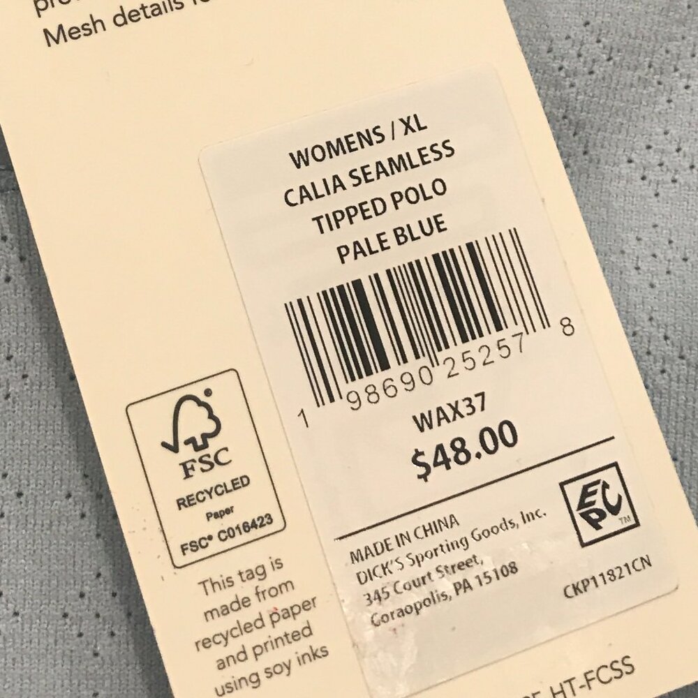 Calia Women's Seamless Tipped Polo in Pale Blue NWT - Picture 11 of 12